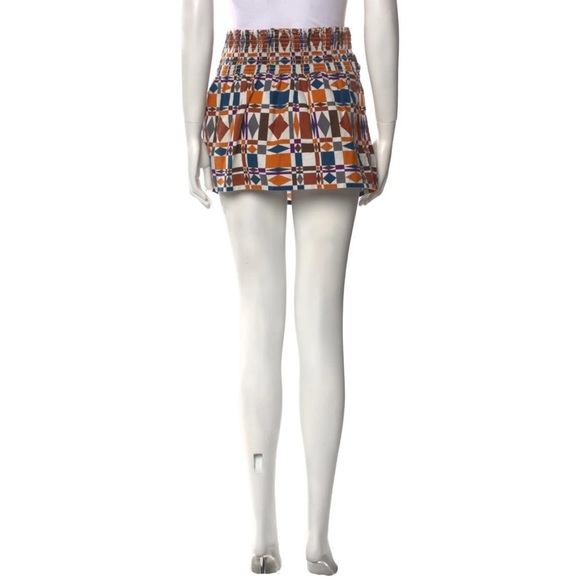 Sezane Bow Front Skirt Mini 70s Ditsies Size 36 US 4 Geometric Brown Orange NWOT - Picture 3 of 11